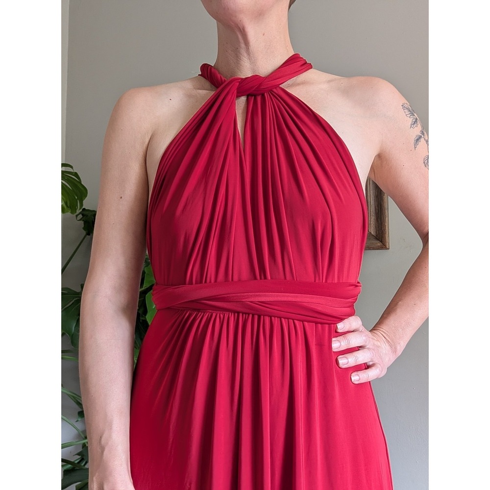 Vintage Red Infinity Dress Convertible Transformer Maxi Multi Way Bridesmaid - Picture 9 of 16